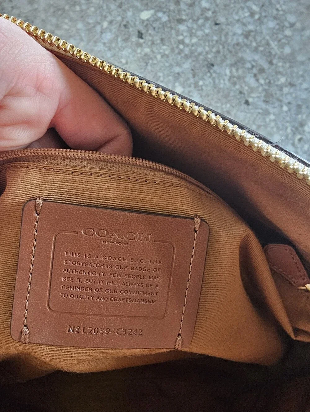 COACH White Leather  Zip Pouch with Gold-Tone Zipper